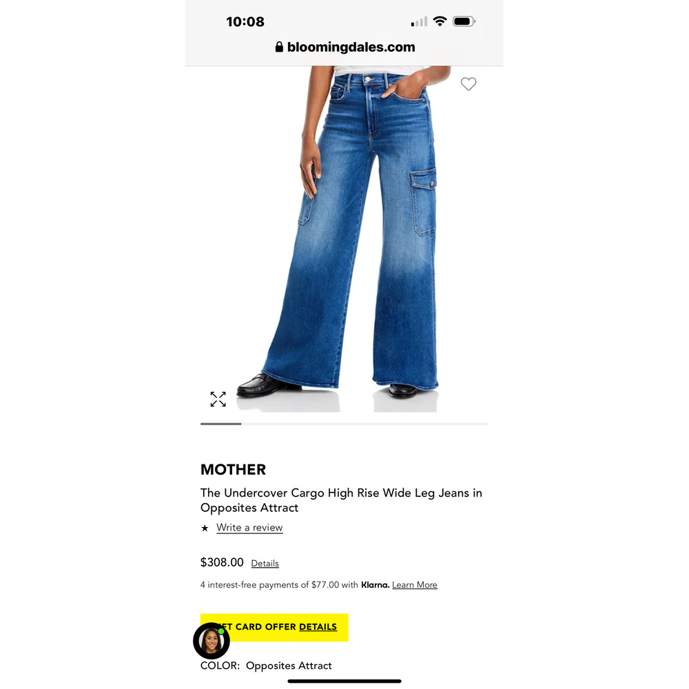 Mother Women's Opposites Attract The Undercover Cargo Sneak Jeans Size 29 NWT - Picture 2 of 12